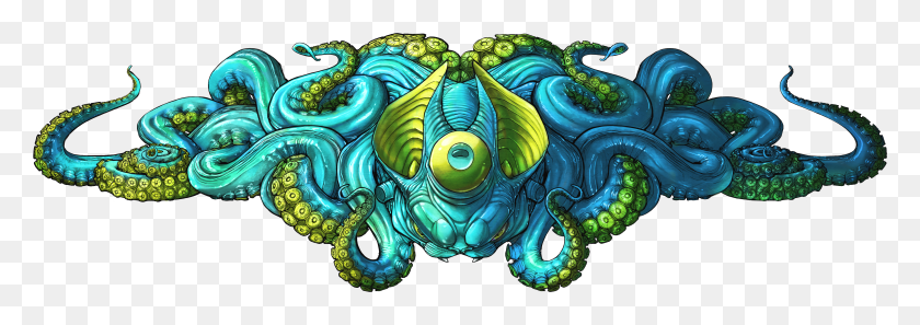 4467x1361 Mutated Sushi Octopus Illustration HD PNG Download