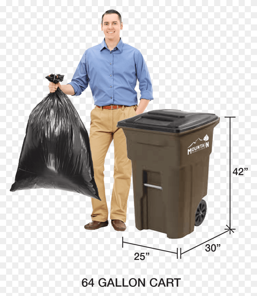 1175x1372 Mwr Residential 64 Gallon Recycle Bin Dimensions, Person, Human, Trash Can HD PNG Download