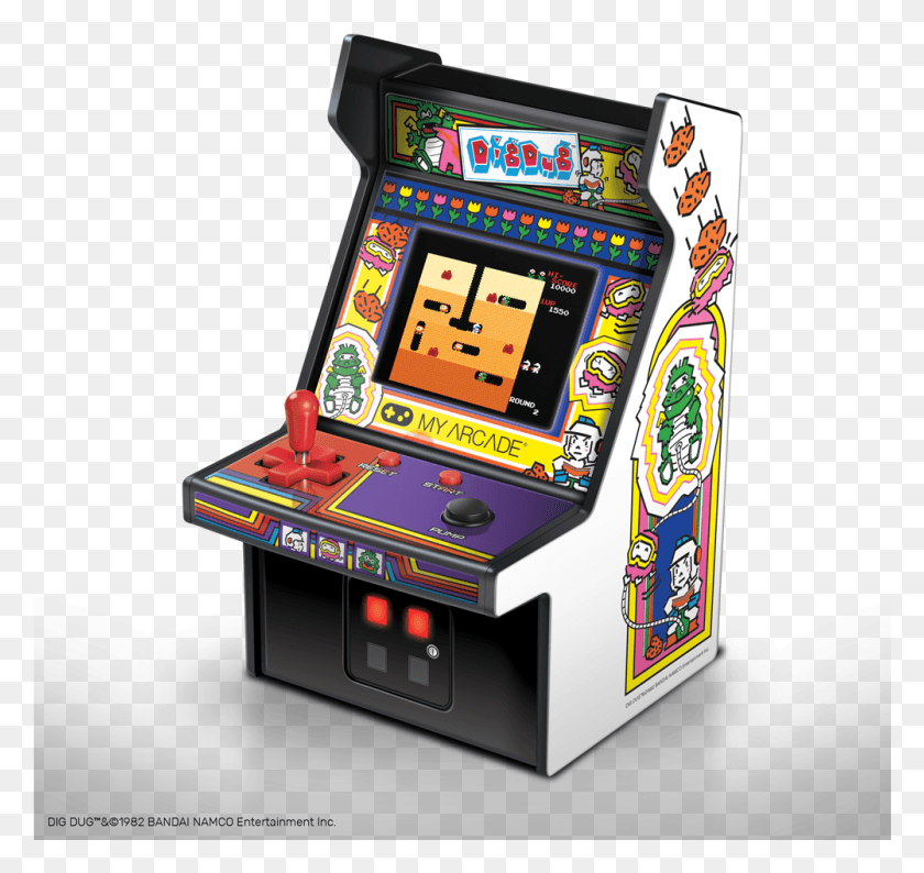1001x942 My Arcade Dig Dug Micro Player Retro Arcade Cabinet Dig Dug Mini Arcade, Arcade Game Machine, Label, Text HD PNG Download