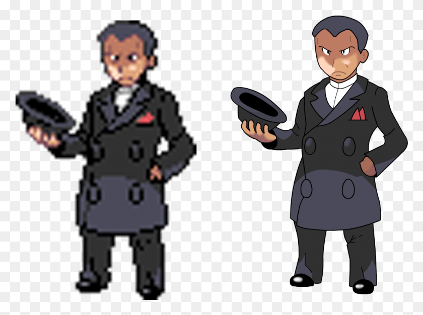 959x697 My Attempt At Making A Vector Image Of Giovanni39s Hgss Giovanni Sprite Gif, Clothing, Suit, Overcoat HD PNG Download