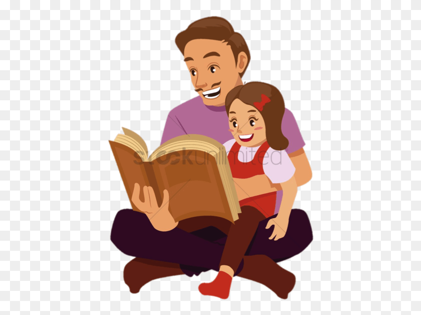 412x568 My Literacy Story On Emaze Jpg Freeuse Stock Father Amp Daughter Vector, Reading, Person, Human HD PNG Download