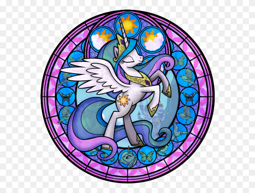 576x577 My Little Pony Alicorn Images Princess Celestia Stained My Little Pony Necklace Princess, Stained Glass HD PNG Download