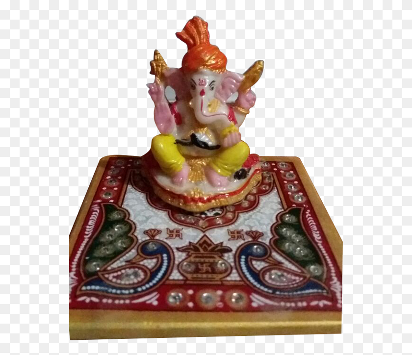 560x664 Descargar Png Nakoda Handicrafts Naranja Pagdhi Chowki Ganesh De Figurine, Pastel De Cumpleaños, Postre Hd Png