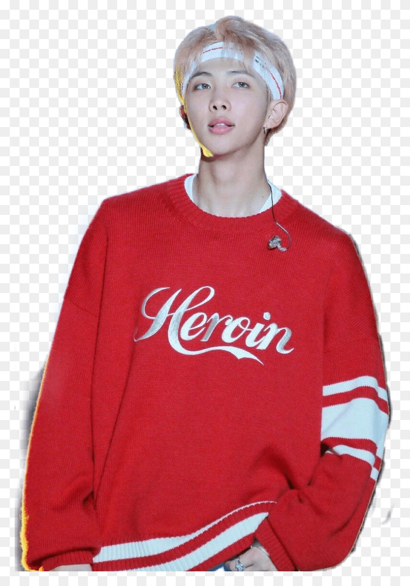792x1158 Namjoon Wearing Heroin Shirt Rap Monster Red Clothes, Sleeve, Clothing, Long Sleeve HD PNG Download