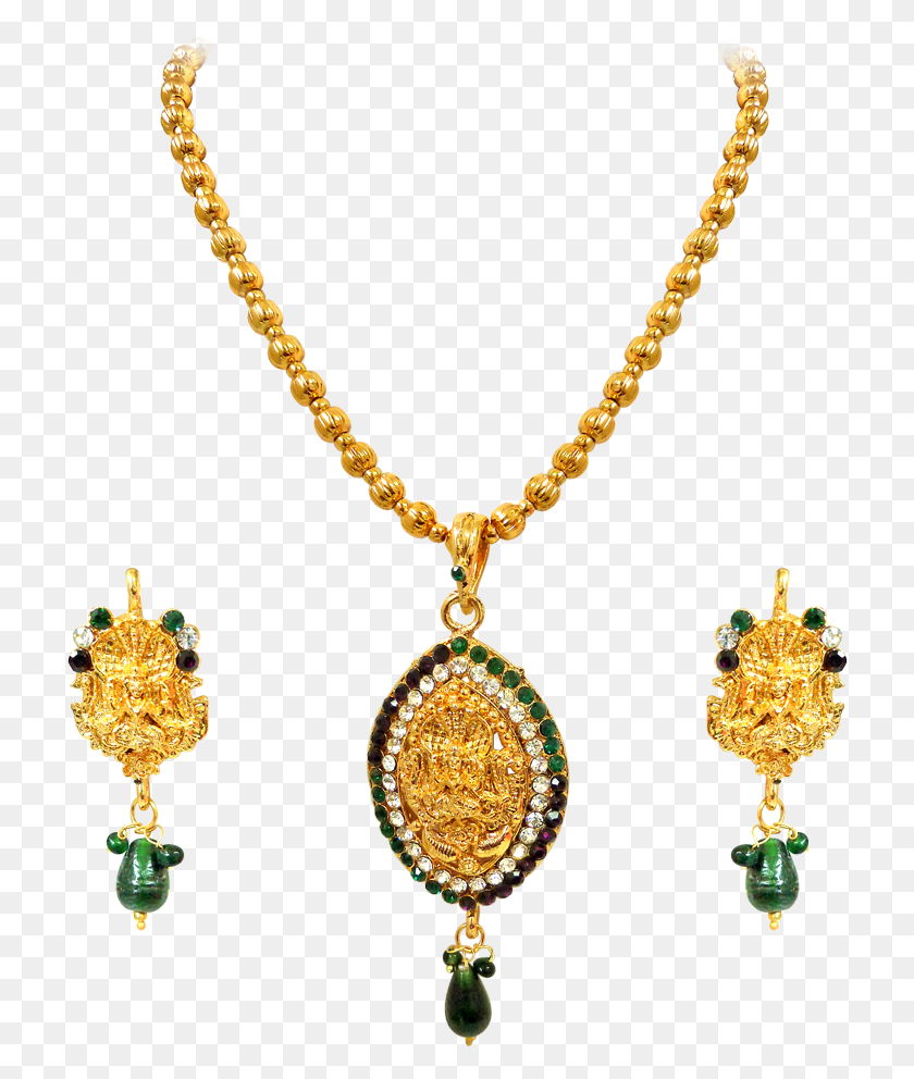 718x932 Narayani Pear Shape Greenampwhite Kundan Polki Goddess Gold Chains Designs For Women, Accessories, Accessory, Necklace HD PNG Download