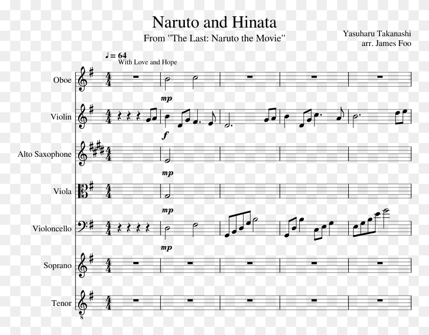 773x596 Naruto And Hinata Sheet Music For Violin Oboe Alto Sheet Music, Gray, World Of Warcraft HD PNG Download