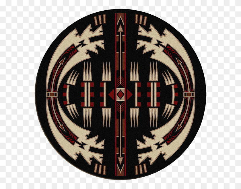 600x600 Native Arrow Black Rustic Lodge Rug Круглый Круг, Символ, Логотип, Товарный Знак Hd Png Скачать