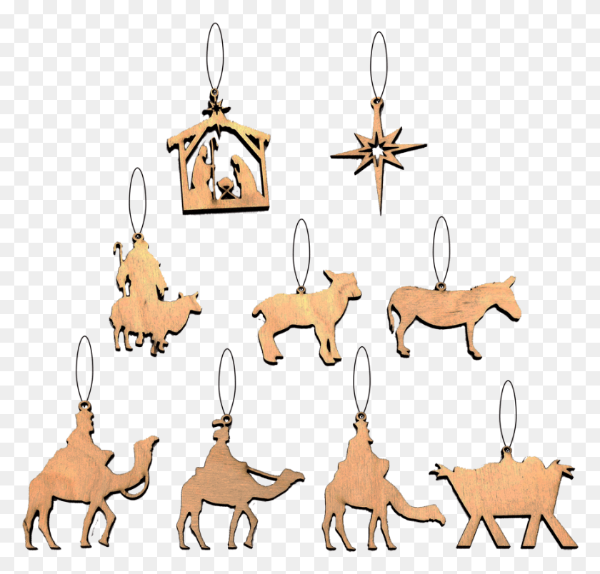 877x837 Nativity Wood Ornaments Cartoon, Cow, Cattle, Mammal HD PNG Download