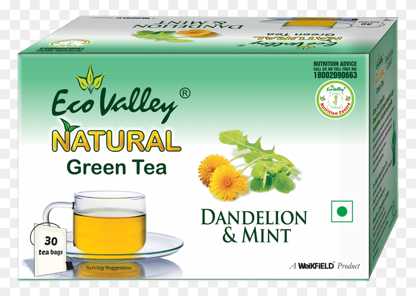 771x537 Natural Green Tea Dandelion Amp Mint Eco Valley, Plant, Label, Text HD PNG Download