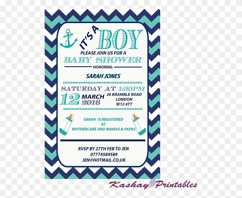 531x627 Nautical Baby Shower Invitation Invitation, Poster, Advertisement, Flyer HD PNG Download