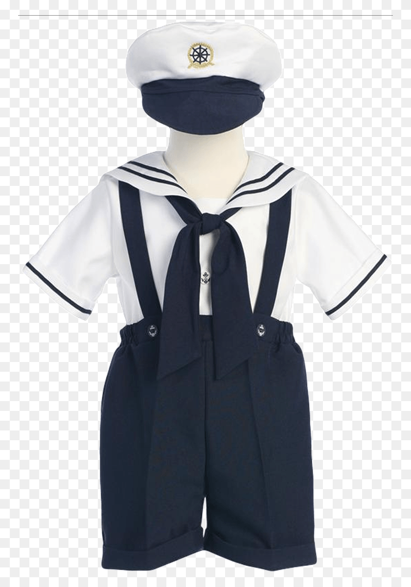 767x1140 Descargar Png Azul Marino Amp White Boys Sailor Suspender Shorts, Traje De Marinero, Persona Png