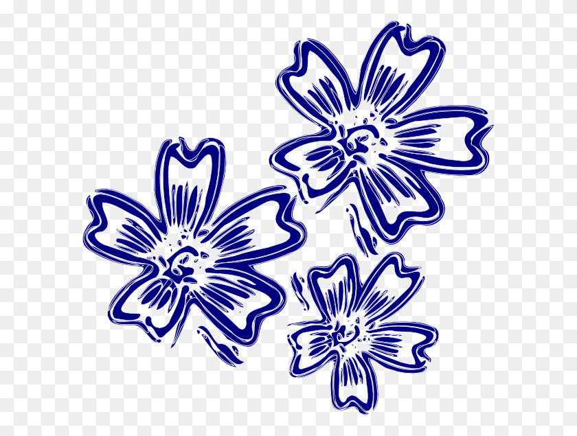 600x575 Descargar Png Flores Azul Marino Svg Clip Arts 600 X 575 Px, Diseño Floral, Patrón, Gráficos Hd Png