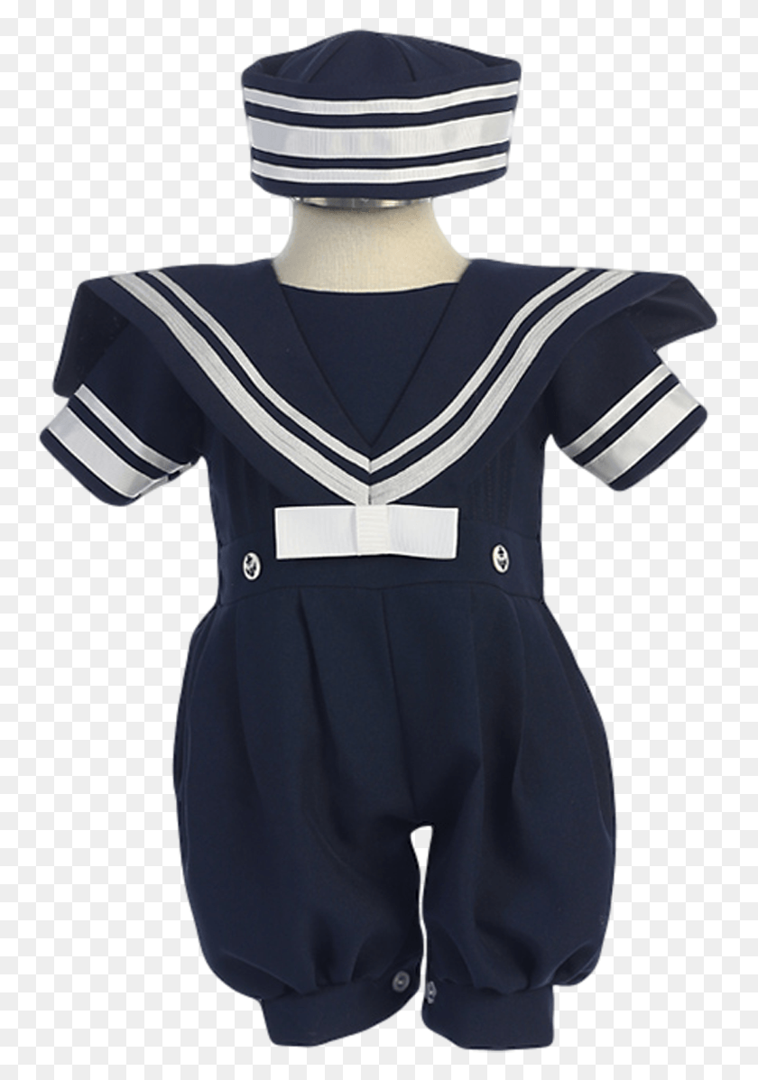 757x1137 Navy Blue Nautical Romper Outfit With Classic Dixie Costume Hat, Sailor Suit, Person, Human HD PNG Download