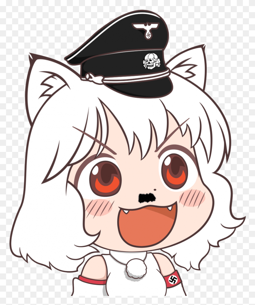 876x1061 Nazi Awoo With Mustache Anime Girl Maga Hat, Comics, Book, Manga HD PNG Download