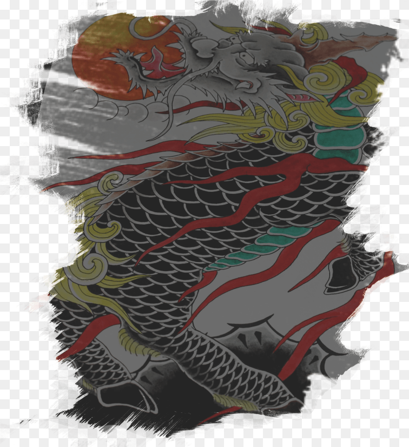 1638x1790 Ndrew Kosmin Japanese Style Tattoo Dragon, Art, Graphics, Painting, Collage Clipart PNG