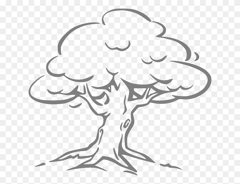 640x584 Need A Good Slogan On Saving Trees For Children Black And White Tree Clipart, Plant, Text, Snowflake HD PNG Download