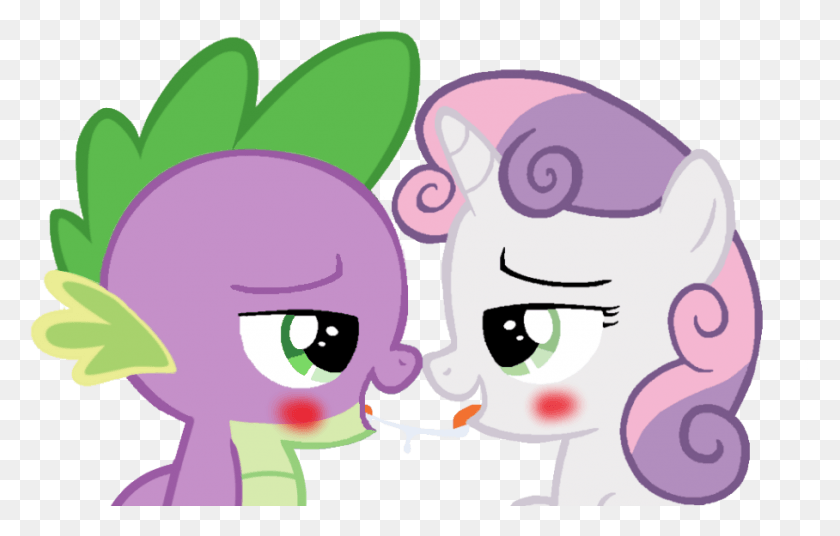 908x555 Nejcrozi Drool Female Kissing Male Saliva Trail My Little Pony Spike Love Sweetie Belle, Graphics, Text HD PNG Download