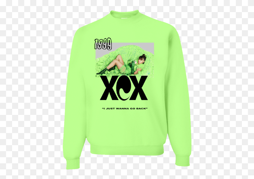 428x532 Neon Green Crewneck Neon Green Charli Xcx Sweatshirts Sweatshirt, Clothing, Apparel, Sweater Descargar Hd Png