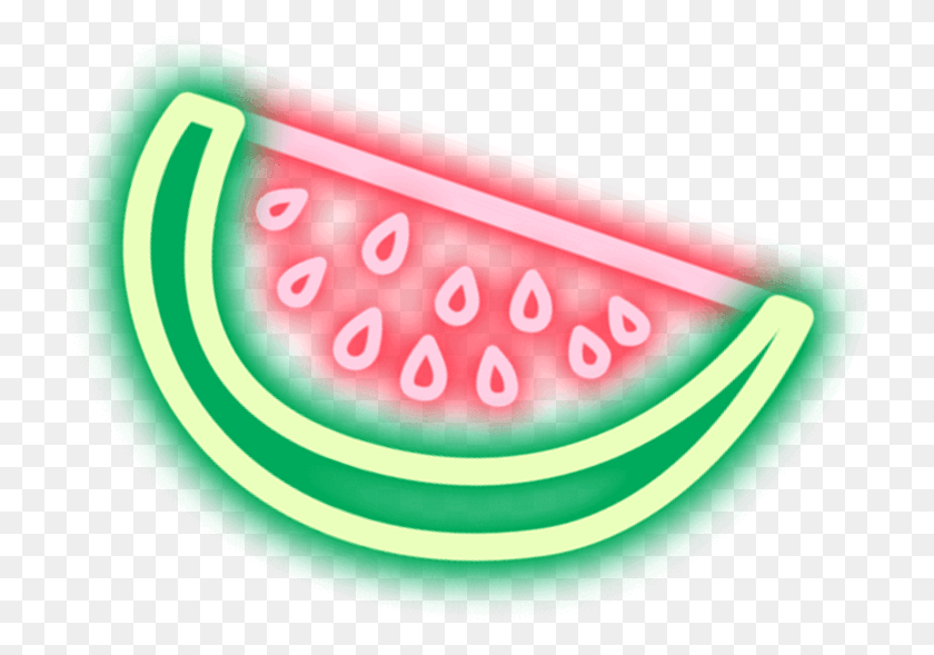 726x529 Neon Neoneffect Melancia Frutafresca Fruta Freetoedit Fruit, Plant, Food, Watermelon HD PNG Download
