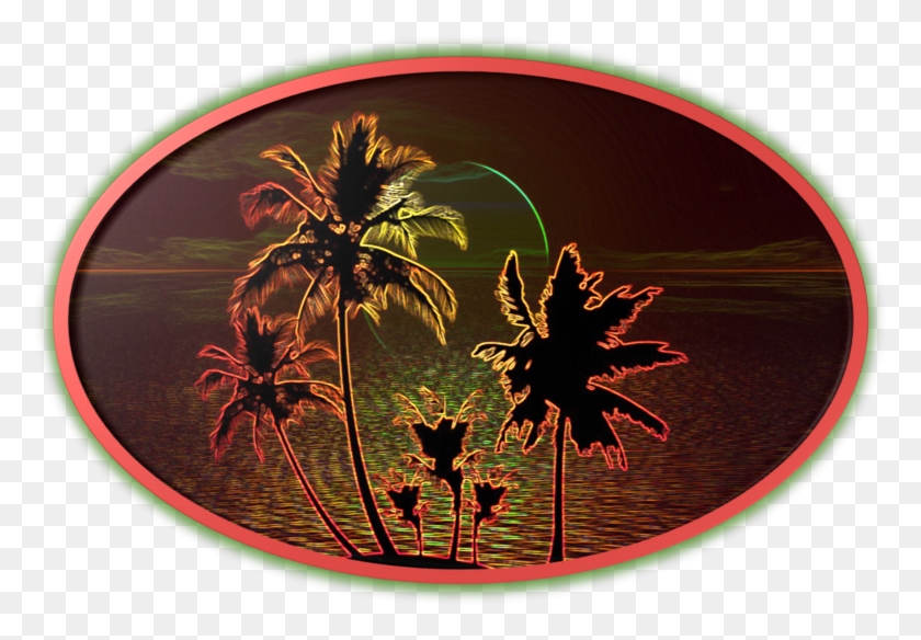 4363x2933 Neon Night Shade Palms Image Circle HD PNG Download