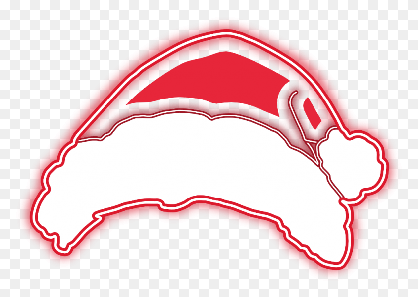 981x676 Neon Santa Santahat Christmas Hat Red Newyear Illustration, Teeth, Mouth, Lip HD PNG Download