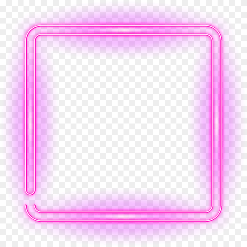 Neon Square Freetoedit Neon Frame Border Geometric, Light, Purple, Electronics, Screen Clipart PNG