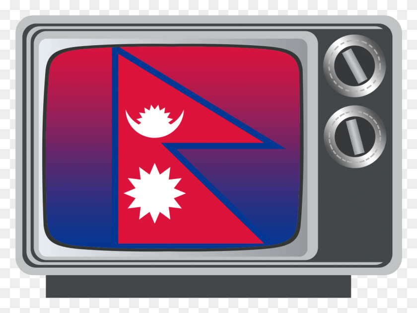 1201x878 Nepal Flag On Tv Old Television Black And White, Monitor, Screen, Electronics HD PNG Download