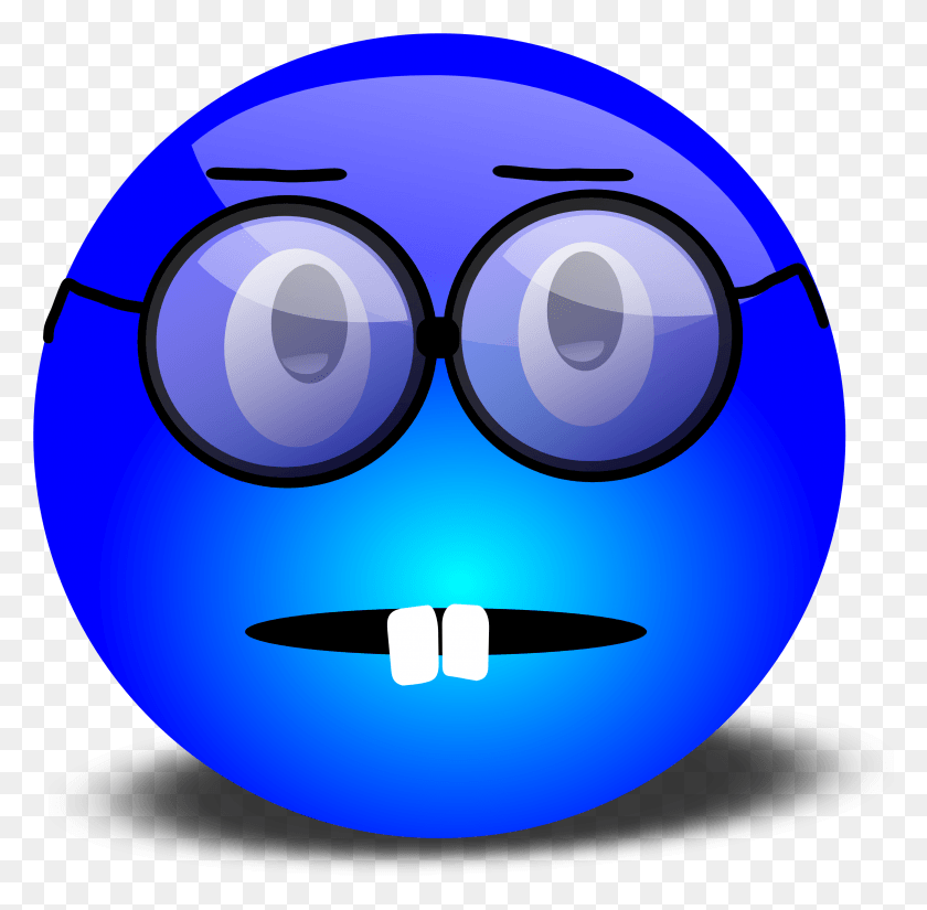 3165x3108 Nerdy Blue Smiley With Overbite And Glasses Frustrated Face Clip Art, Goggles, Accessories, Accessory HD PNG Download
