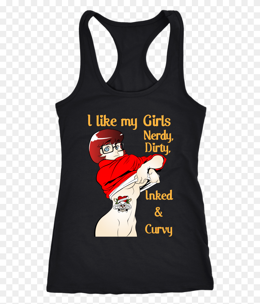 544x924 Nerdy Dirty Inked And Curvy Fitness Workout Velma Racerback Air Traffic Controller Tshirt, Clothing, Apparel, Tank Top HD PNG Download