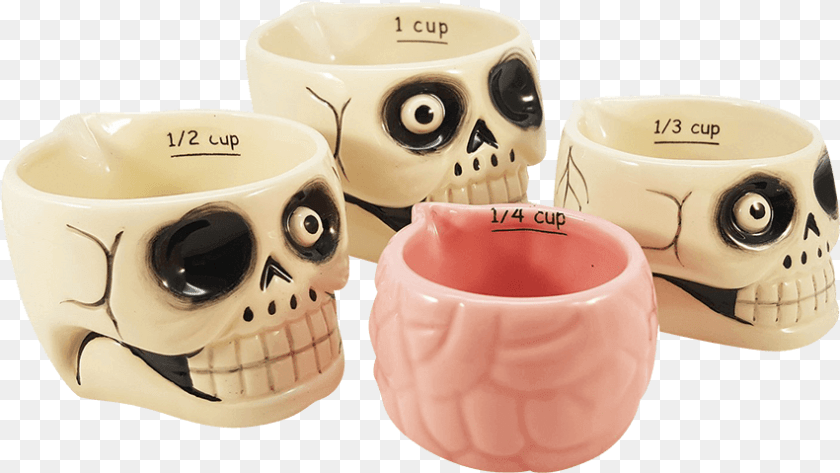 Nesting Skulls Measuring Cups Measuring Cup, Art, Porcelain, Pottery, Bowl Sticker PNG