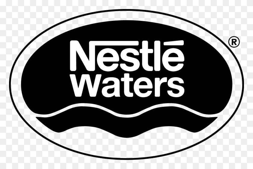 1600x1026 Nestle Logo 2012 Nestle Waters Logo Black And White, Label, Text, Sticker HD PNG Download