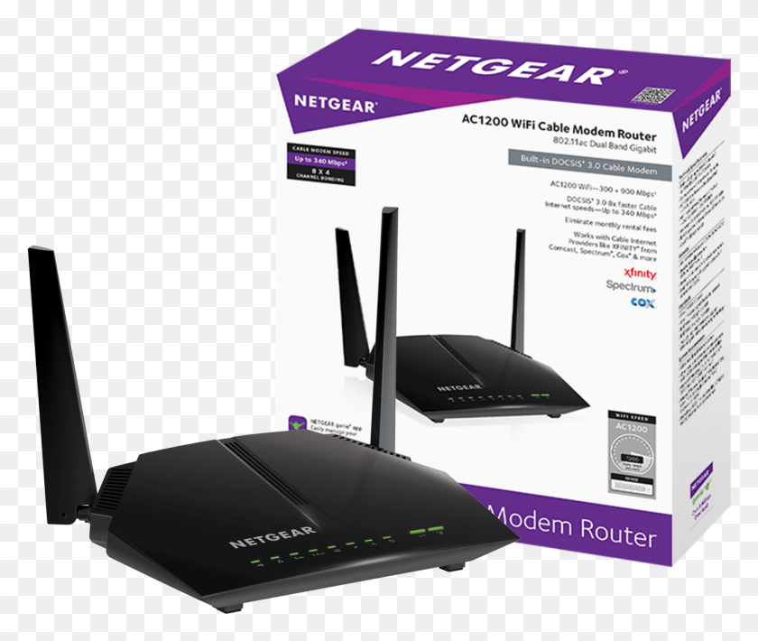 1321x1102 Netgear Ac1200 Wifi Cable Modem Router Combo C6220 Netgear Ac1200 Wifi Modem Router, Hardware, Electronics, Flyer HD PNG Download