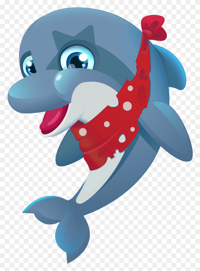 891x1227 Descargar Png Red Dolphin Illustration Graphics Medusa Dibujos Animados Portátiles Personajes Bajo El Mar, Vida Marina, Animal, Mamífero Hd Png