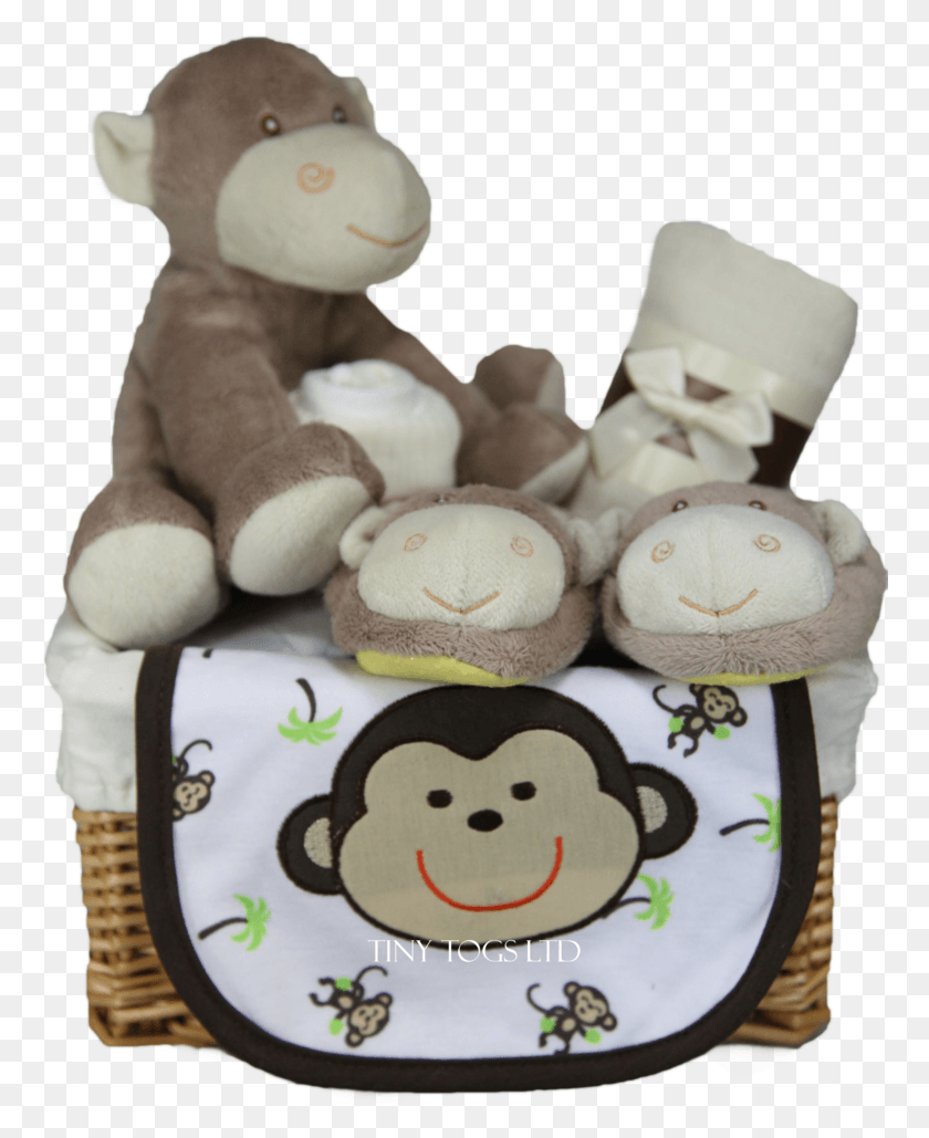 767x969 Neutral Gift Basket Hamper With A Cute Cuddly Monkey Stuffed Toy, Figurine, Snowman, Winter HD PNG Download