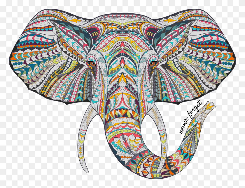 1706x1283 Never Forget Unisex African Patterned Face Elephant, Pattern, Ornament, Fractal HD PNG Download