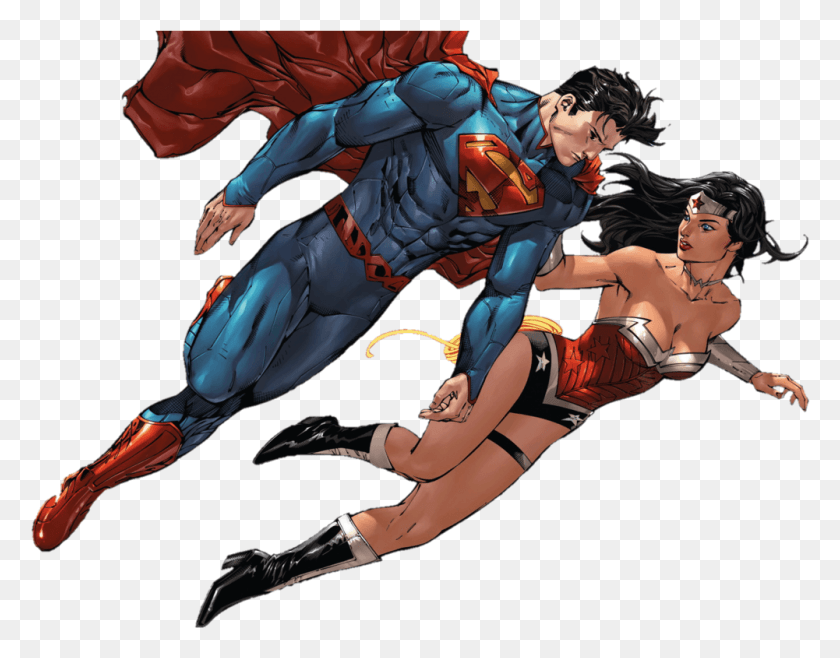 1001x768 New 52 Superman And Wonder Woman By Mayantimegod Superman Wonder Woman, Person, Human, Hand HD PNG Download