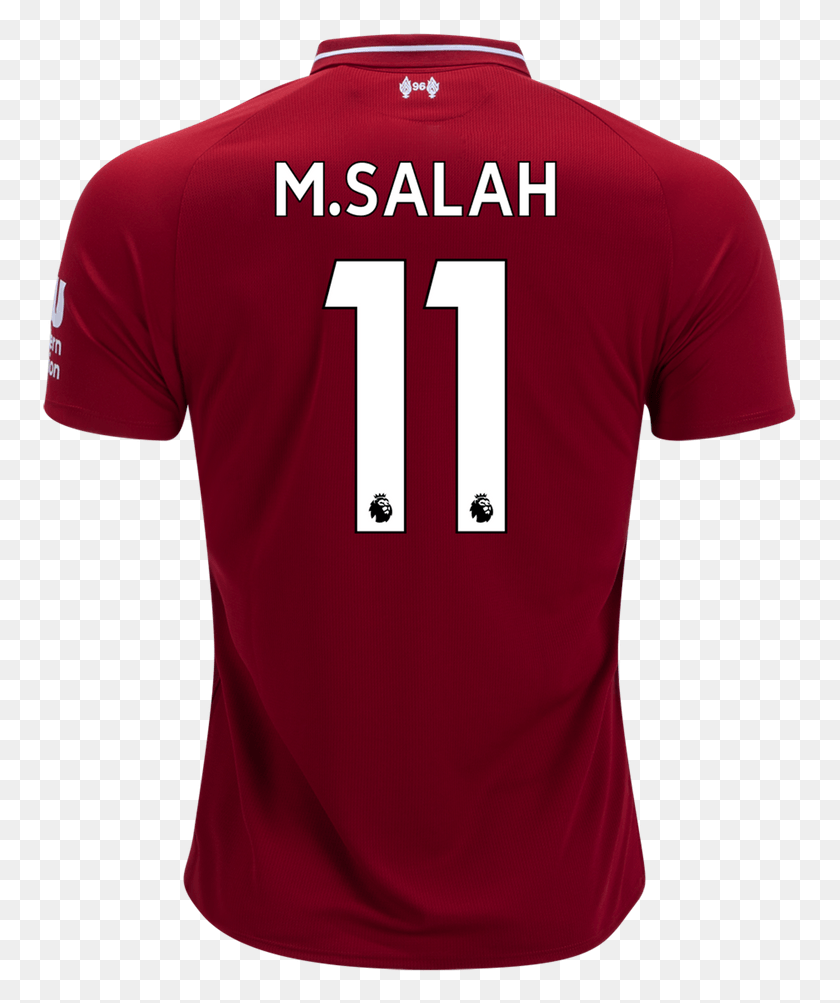757x943 New Balance Mohamed Salah Liverpool Home Jersey 1819 Polo Shirt, Clothing, Apparel, Shirt HD PNG Download
