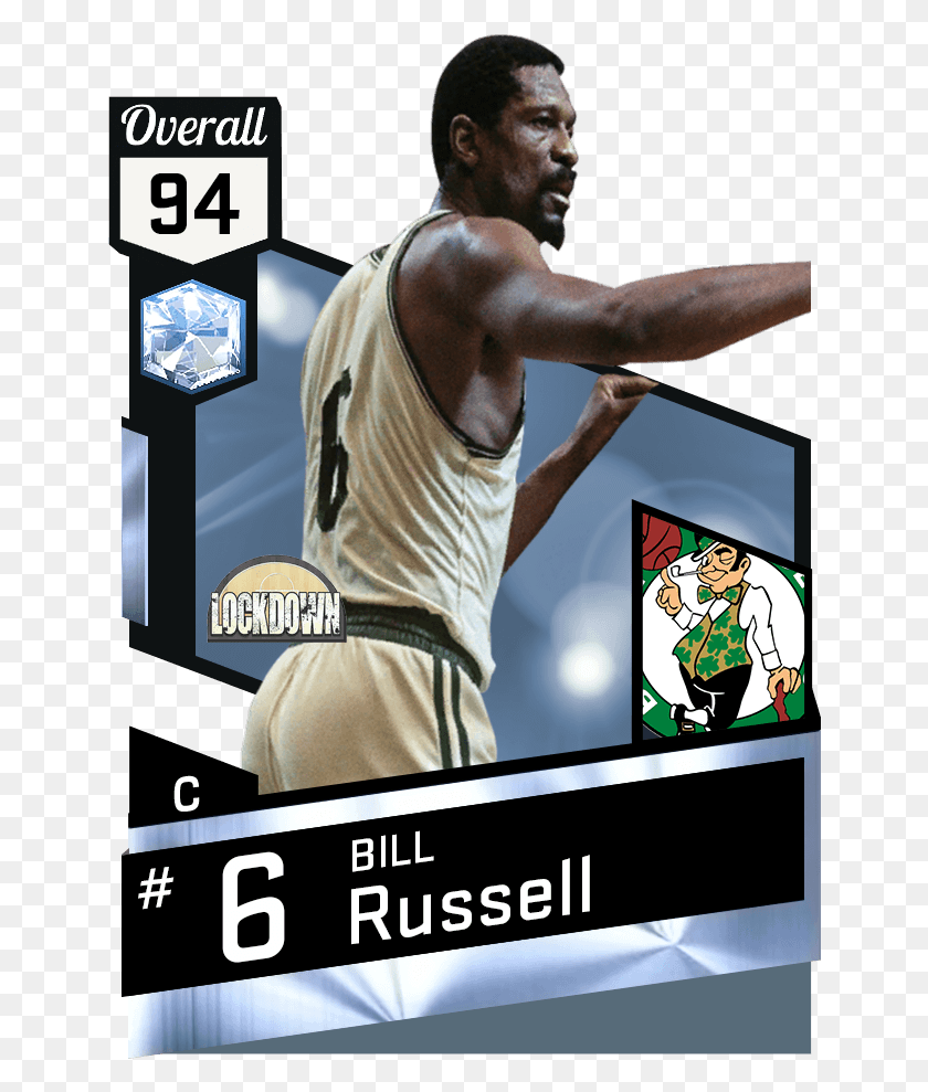 646x929 New Cards Nba 2k17 Bill Russell, Person, Human, People HD PNG Download