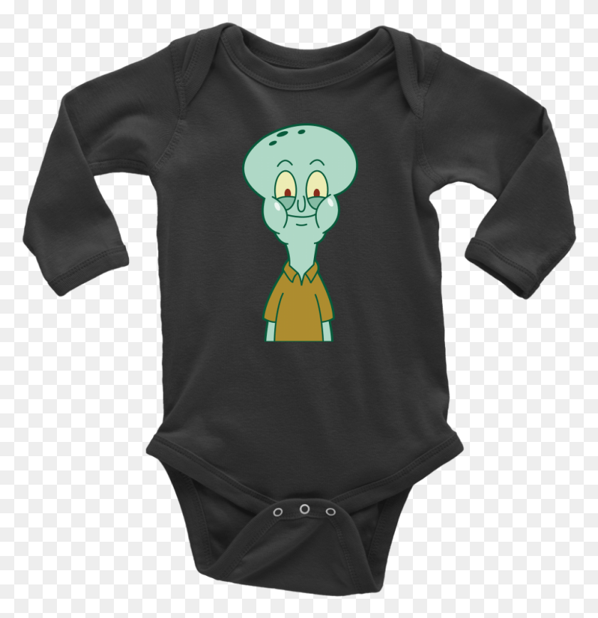 966x1000 New Long Sleeve Baby Bodysuit Squidward Normal Face Infant Bodysuit, Clothing, Apparel, T-shirt HD PNG Download