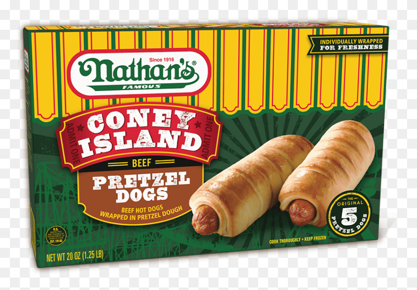 825x556 New Nathan39S Famoso Coney Island Pretzel Dogs Nathan39S Pretzel Dogs, Hot Dog, Comida, Croissant Hd Png