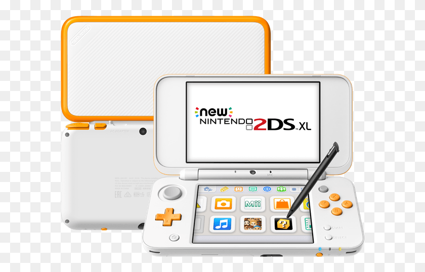601x478 New Nintendo 2Ds Xl Nintendo New 2Ds Xl Белый Усилитель Оранжевый, Электроника, Текст, Мобильный Телефон Png Скачать