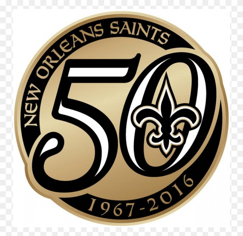 751x754 New Orleans Saints Iron On Stickers And Peel Off Decals New Orleans Saints 50th Anniversary Logo, Symbol, Trademark, Rug HD PNG Download