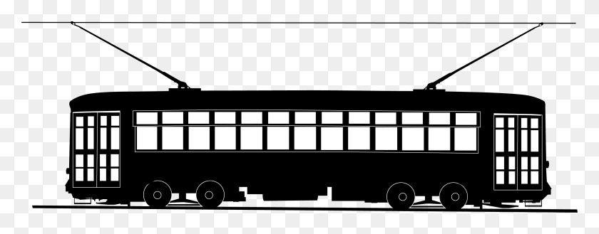 2956x1020 New Orleans Streetcar Black And White Vector Clip Art New Orleans Street Car, Vehicle, Transportation, Fire Truck HD PNG Download