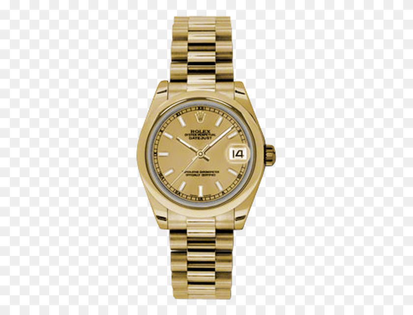 287x580 New Rolex New Style Midsize Yellow Gold President Watch Rolex Lady Datejust, Wristwatch HD PNG Download