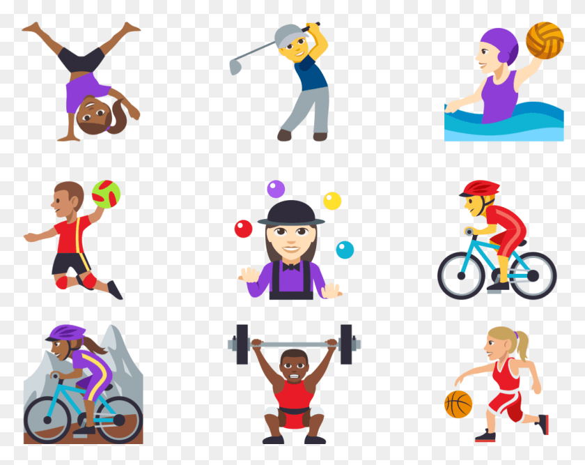 1089x848 New Sport Emoji Were Added With Gender And Skin Tone Sport Emoji, Person, Human, Wheel HD PNG Download