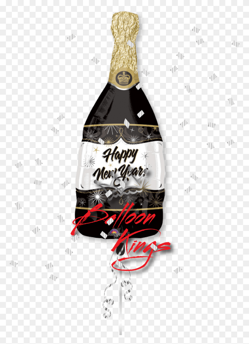 818x1156 New Year Champagne Bottle Globo De Botella De Champagne, Alcohol, Beverage, Drink HD PNG Download