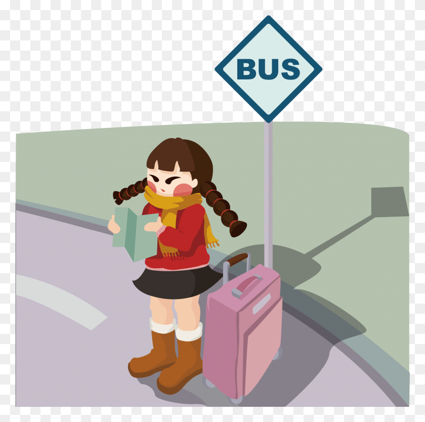 2001x1987 New Year Doll Waiting Car Travel Watching Map And Vector Graphics, Person, Human, Bag Descargar Hd Png