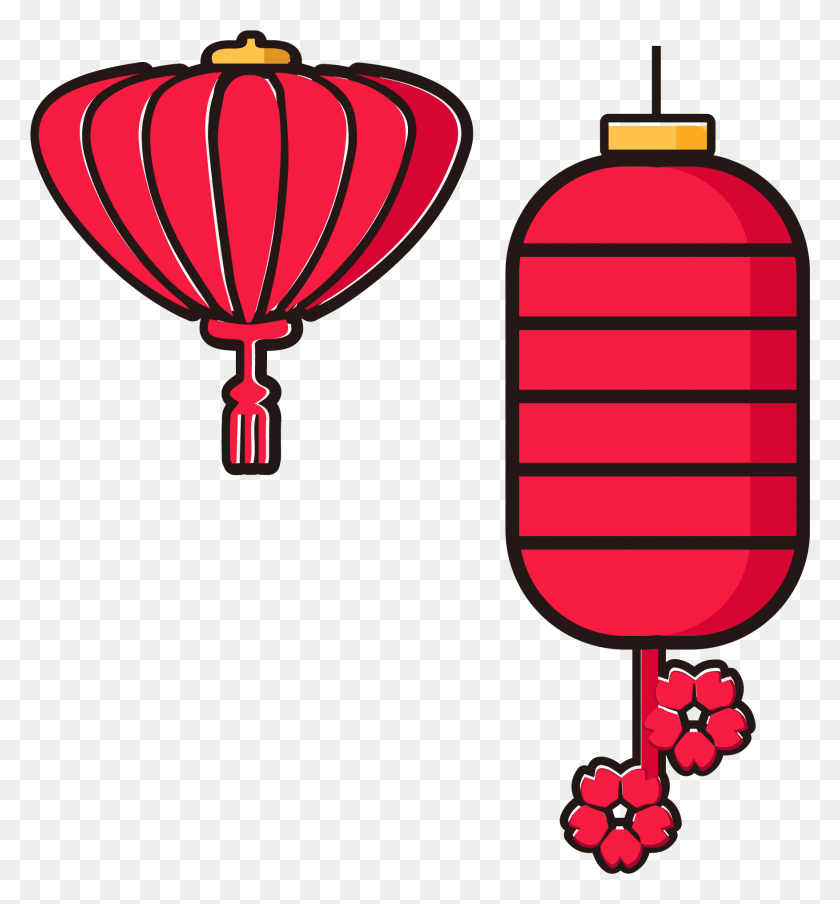 1754x1900 New Year Red Lantern Set Illustration Split 01ai Vector, Weapon, Weaponry, Bomb HD PNG Download