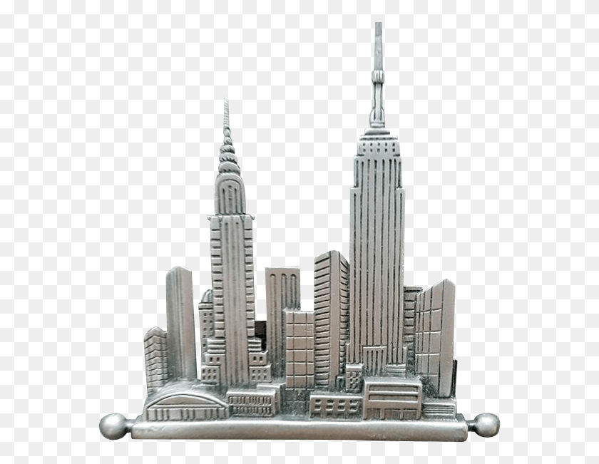 565x591 New York City Nyc Skyline Brooch With The Empire State Tower Block, High Rise, Urban, Building HD PNG Download