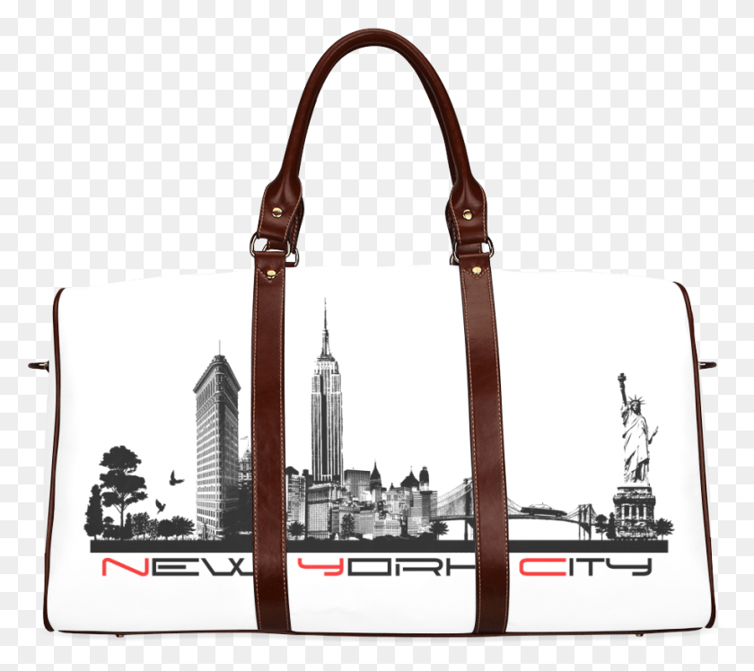 916x809 New York City Skyline 6 Waterproof Travel Baglarge Bags Travel Girls, Handbag, Bag, Accessories HD PNG Download